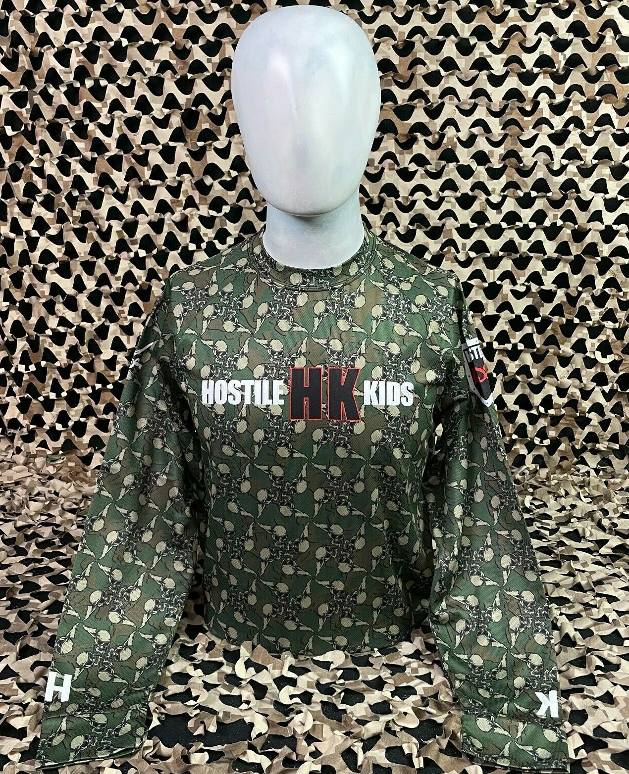 NEW HK Army OG Series DryFit Long Sleeve Jersey-Hostilewear Skulls Forest-XLarge