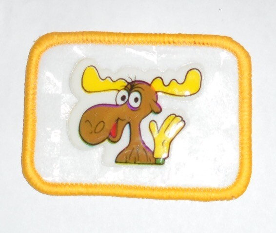 Vintage Retro ROCKY BULLWINKLE Friends Cartoon Puffy Prism Sticker Patch TV Glow