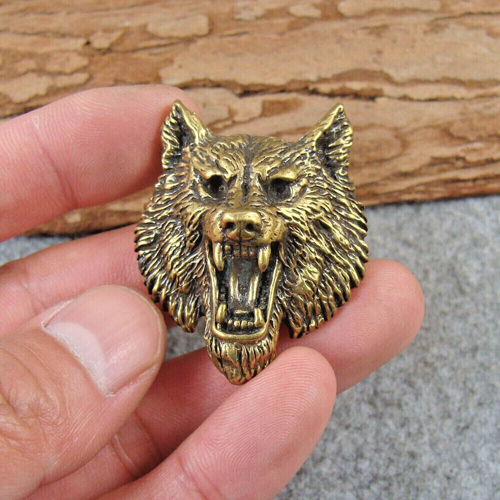 2pcs Brass "Wolf Head" Shape Bag Wallet Conchos Rivet Stud Punk Screw US