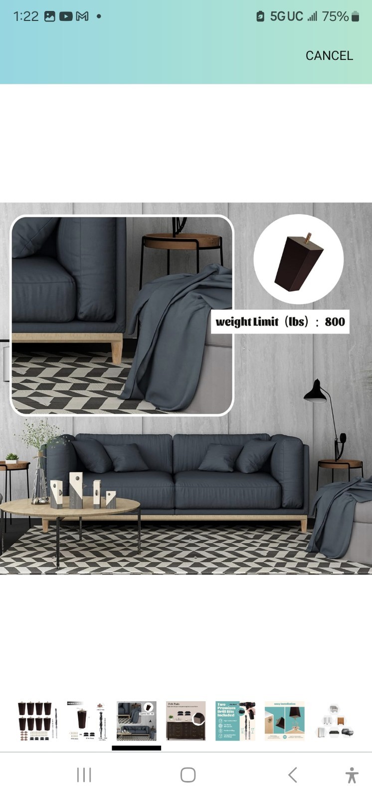 Txcucc Sofa Legs Square Bed Set Of 8 Dark Brown