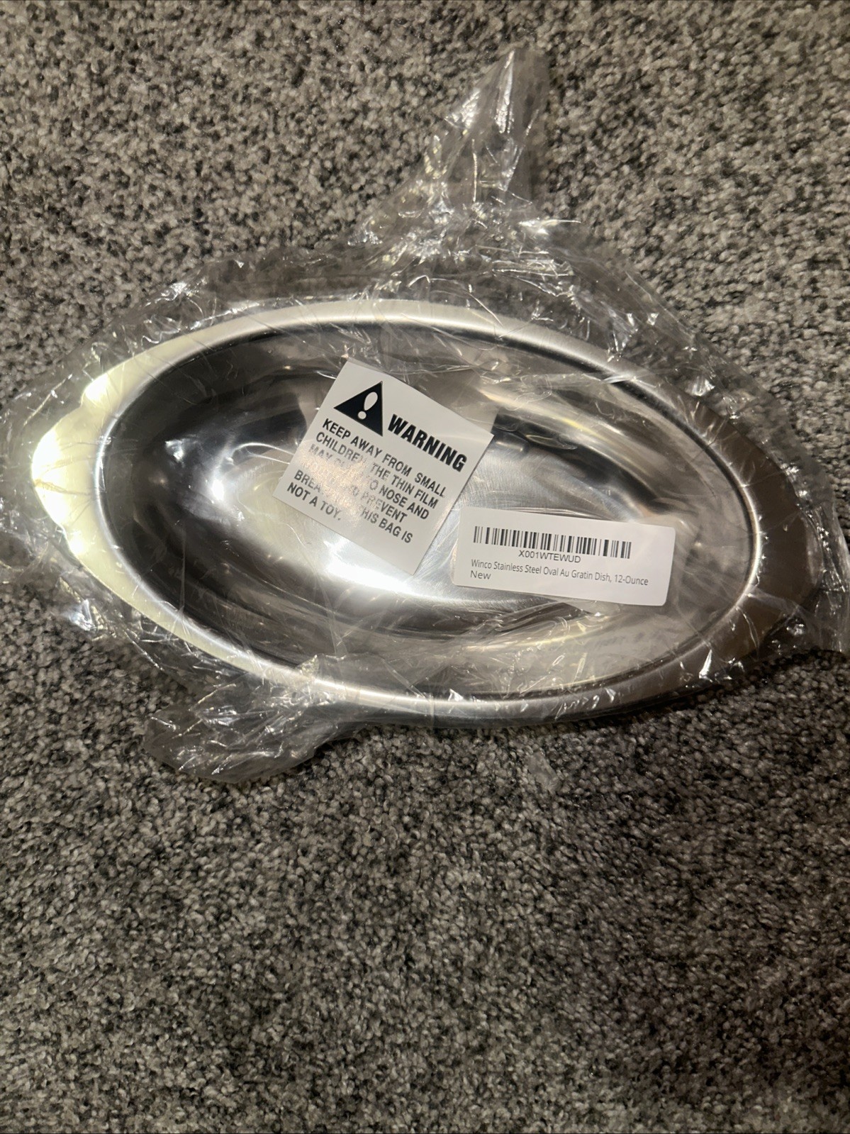 Winco ADO-12 12 oz Stainless Steel Au Gratin Dish