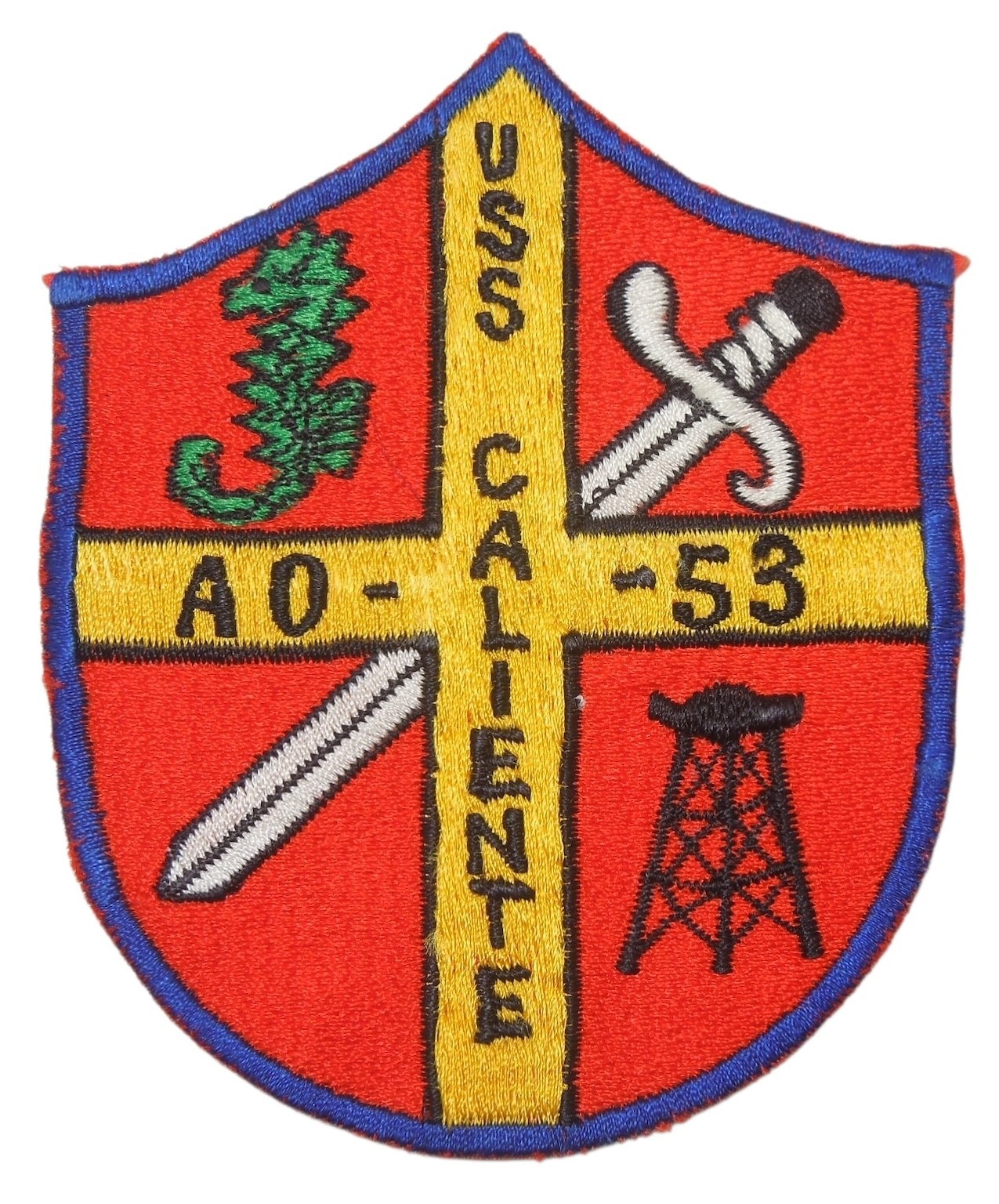 Orig Vietnam War US Navy Patch USS Caliente AO-53 Cimarron Fleet Oiler Ship J32