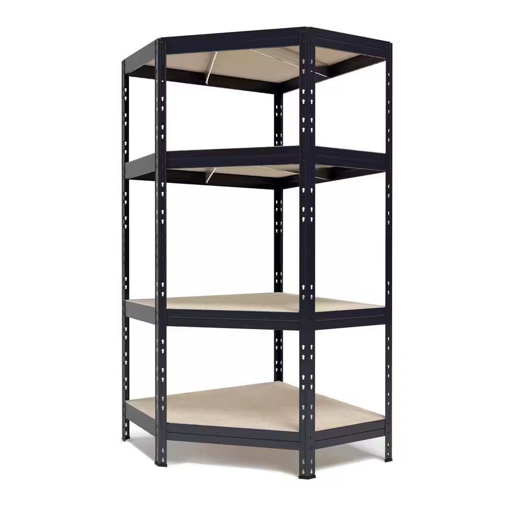 Garage Series 4-Tier Powder-Coated Steel Storage Shelving Unit, Matte Gray, HDF