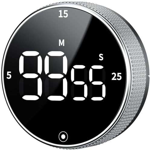 Digital Kitchen Timer, Magnetic, Large LED Display, Countdown/Count Up, 3 Preset