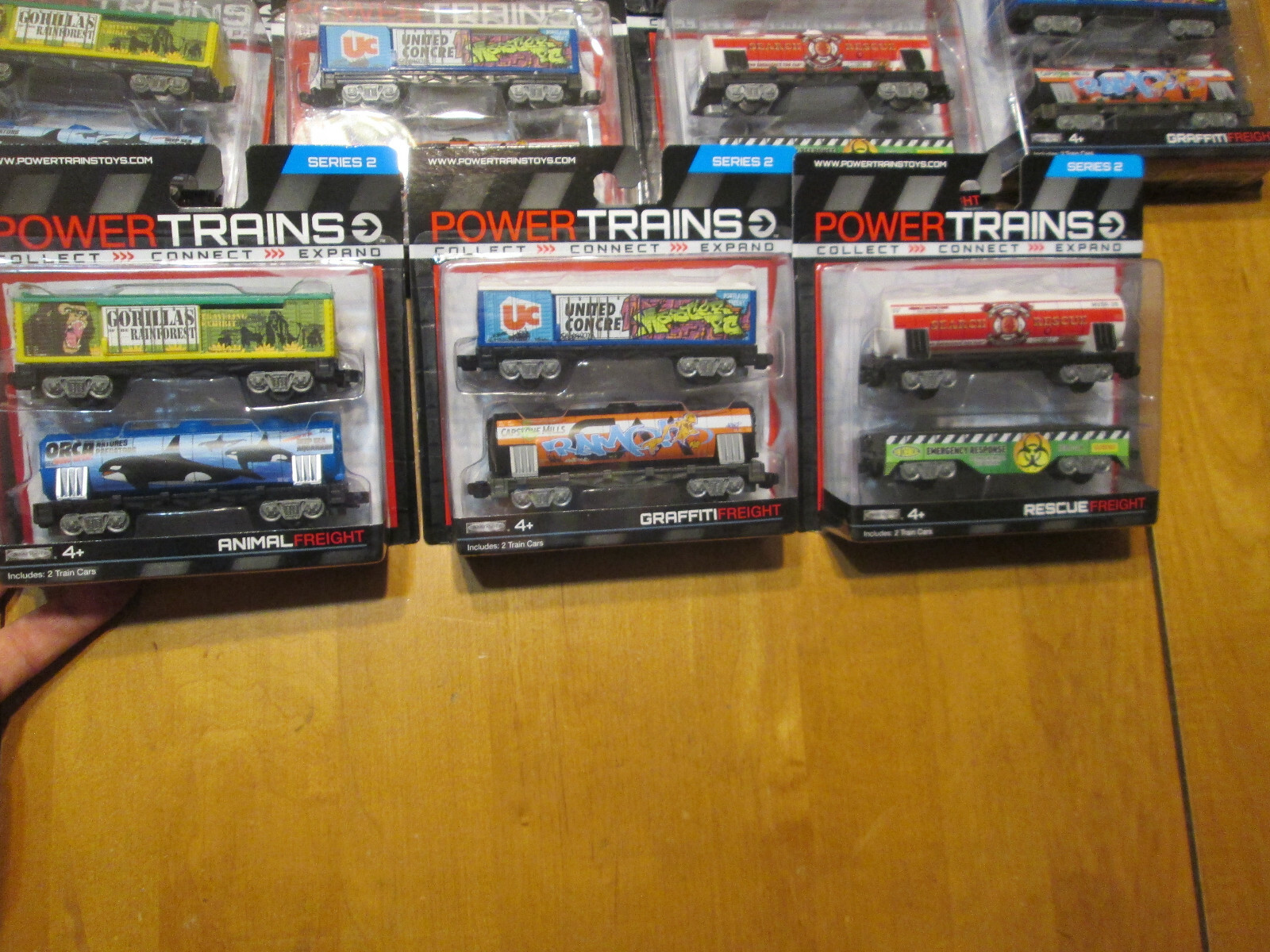 LOT OF 3 POWER TRAINS CARS RESCUE + GRAFFITI & ANIMAL FREIGHT SERIES 2 COMPLETE