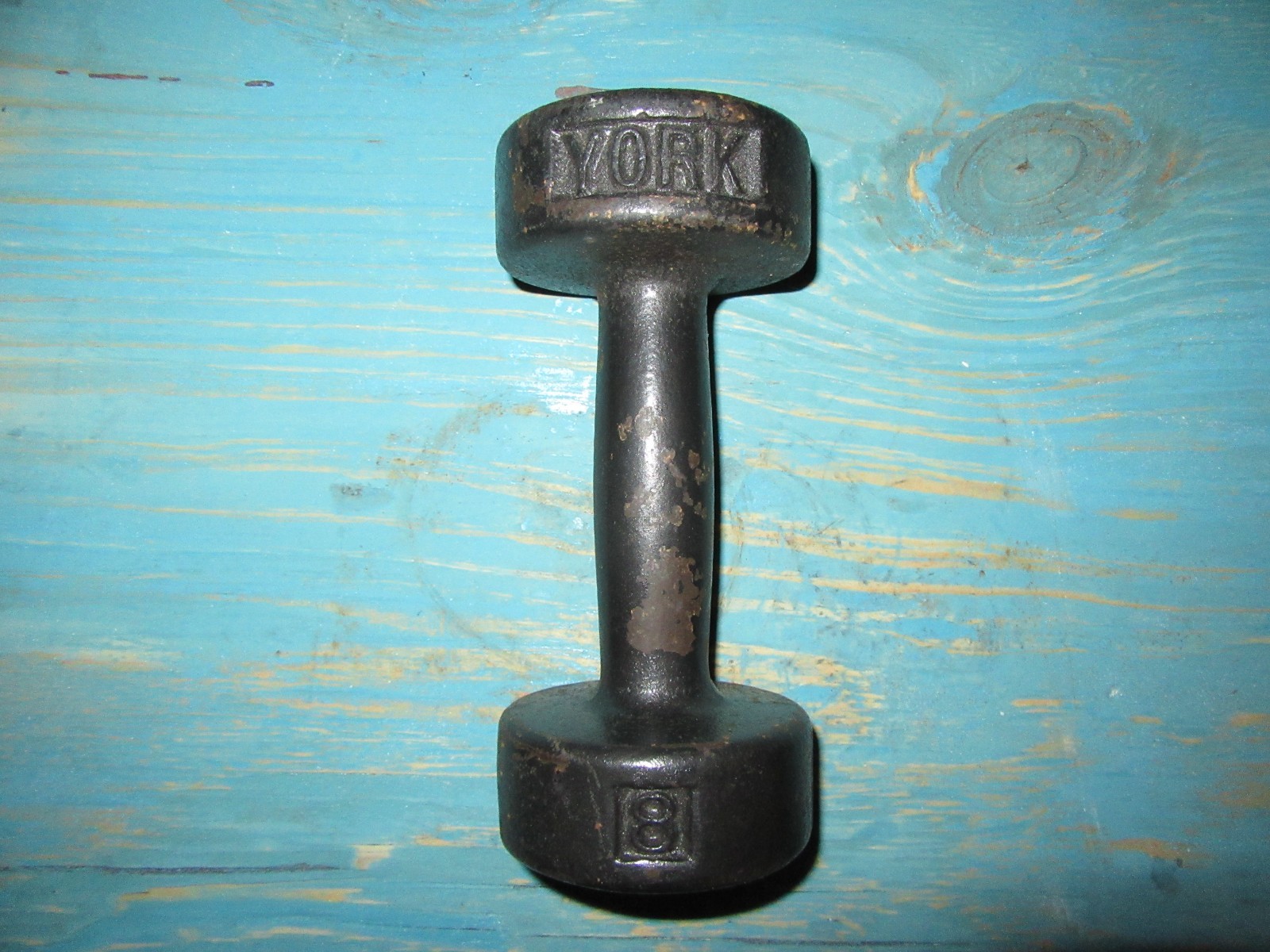 Vintage YORK 8 Pound Roundhead 1st Gen Single Dumbbell