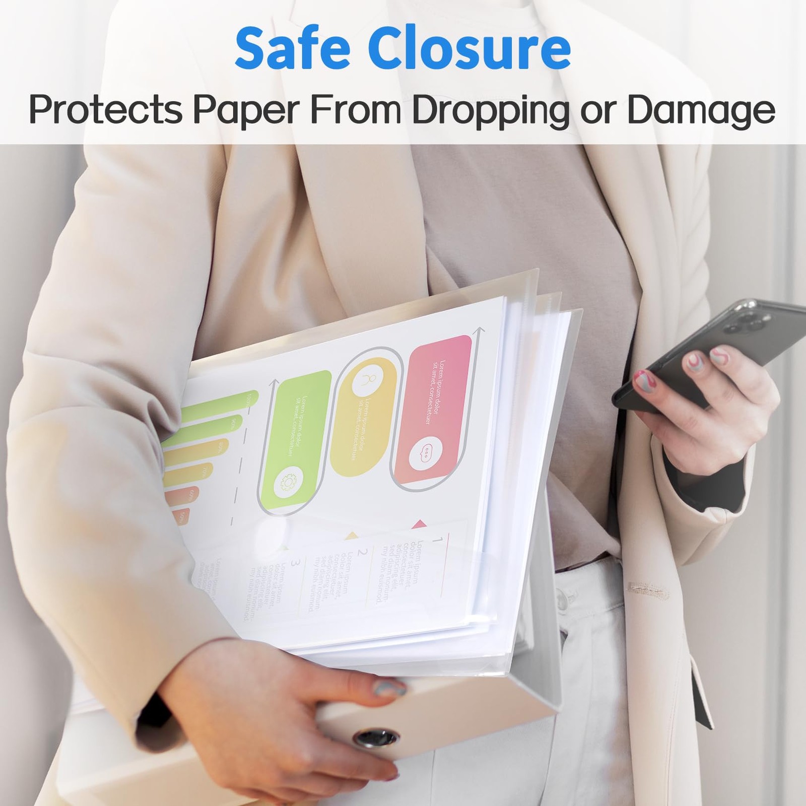 20 Pack Plastic Envelopes File Folders, Rainforced Clear Folder Important Doc...