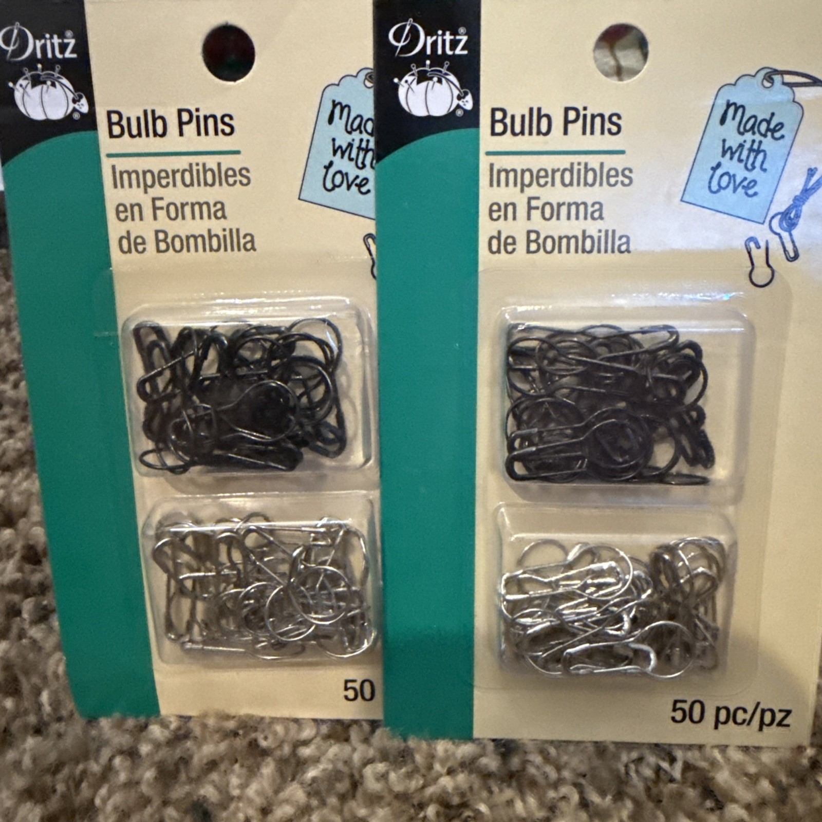 100 Safety Garment Pins Pear Gourd Bulb Shaped Scrapbooking Journal Supplies