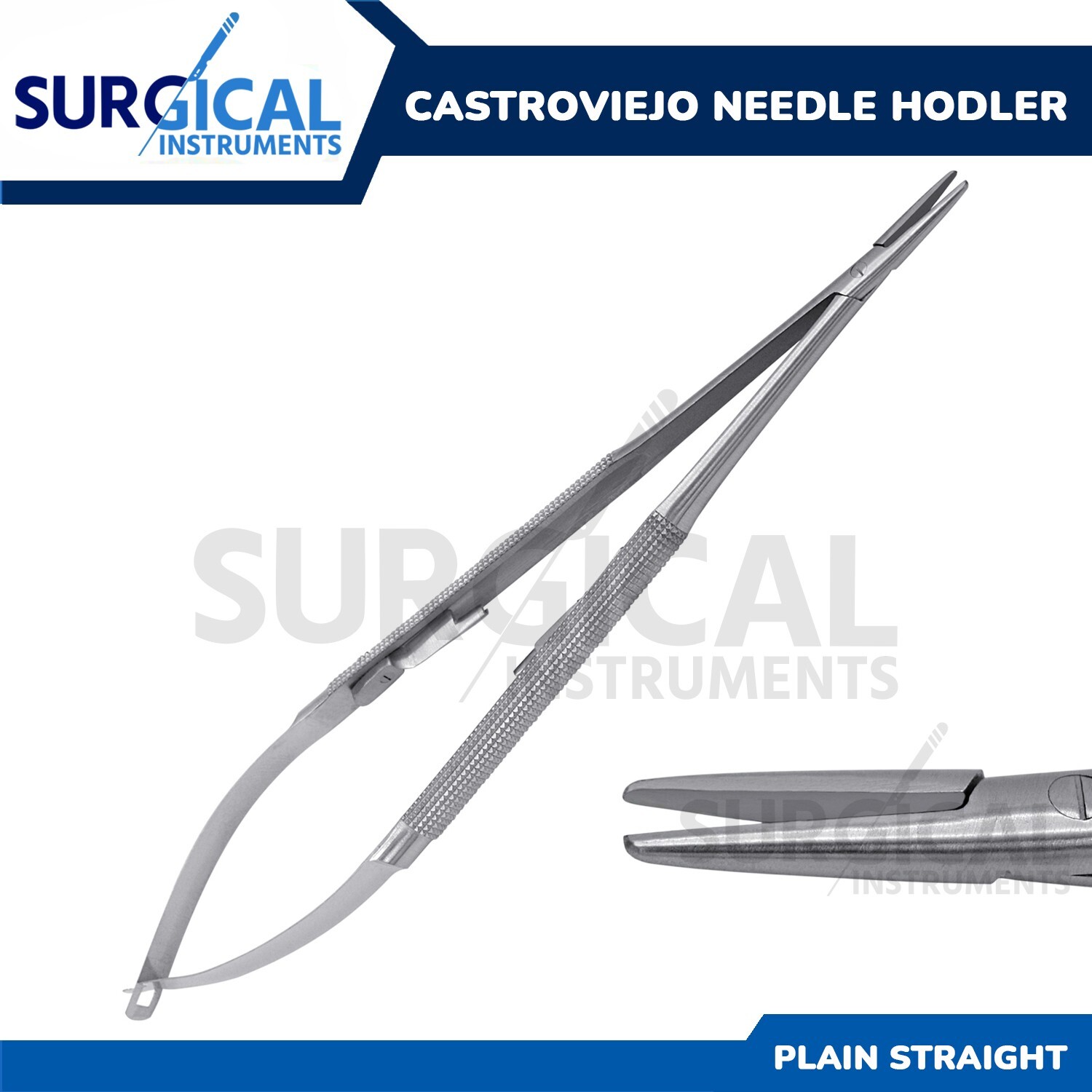 Castroviejo Needle Holder 7" Straight with smooth Tip Surgical Dental German Gr