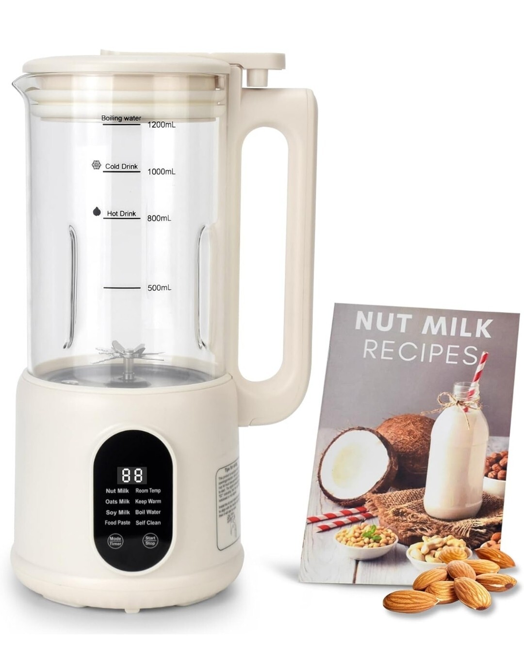 Automatic 8 in 1 Nut Milk Maker Homemade 40oz 12 Hour Timer Auto-clean Low Noise