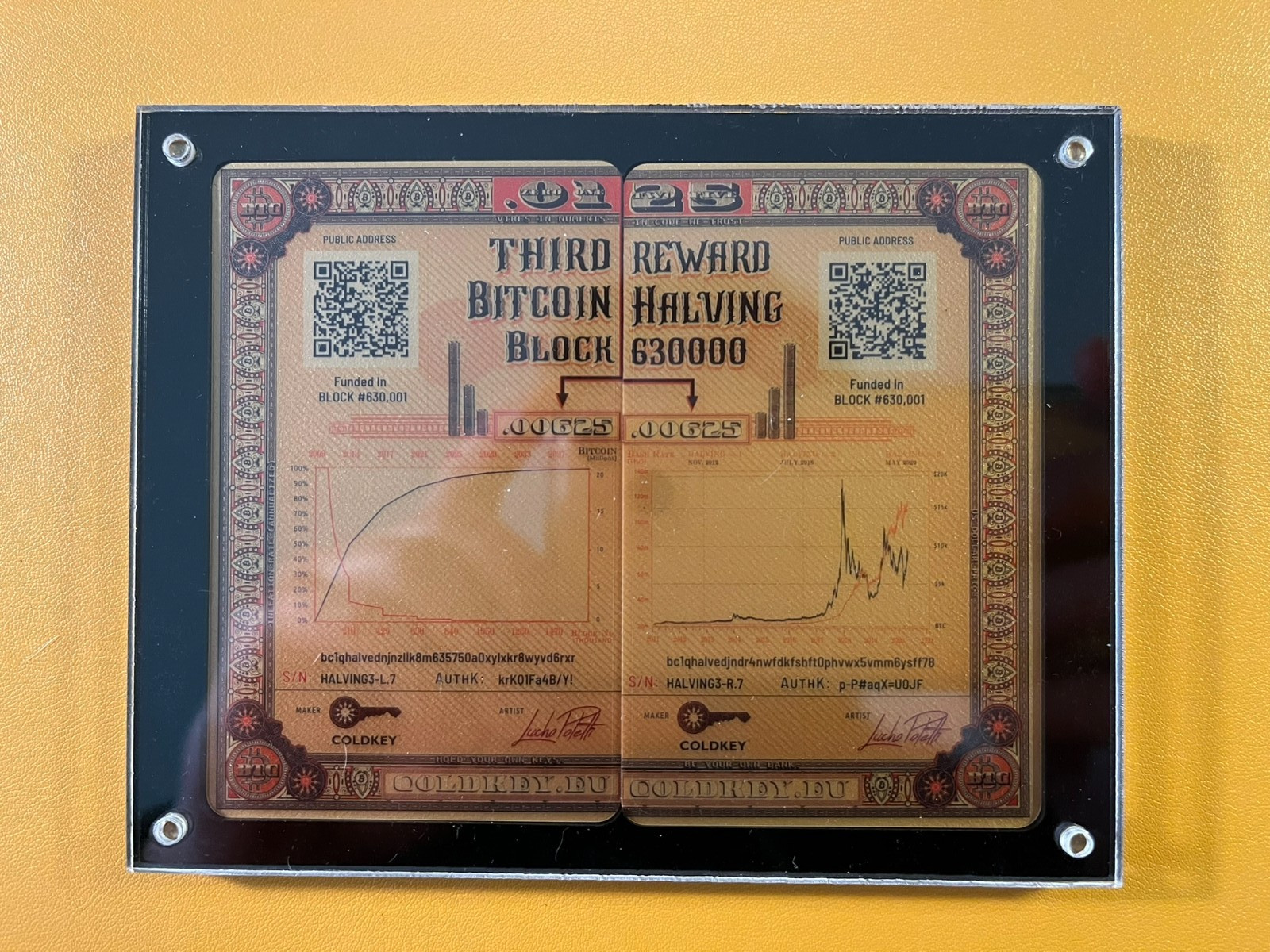 2020 ColdKey "Third Bitcoin Block" Halving Physical Wallet Trio