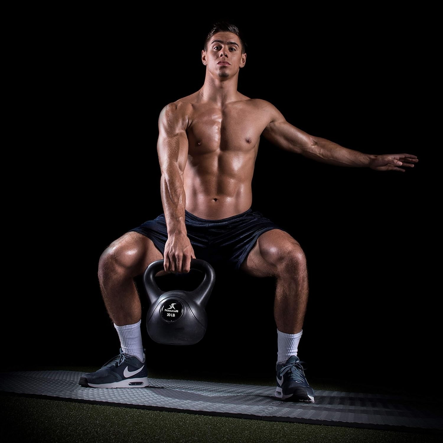 Portable 20 lb Vinyl Kettlebell with Extra-Large Handle for Ergonomic Grip
