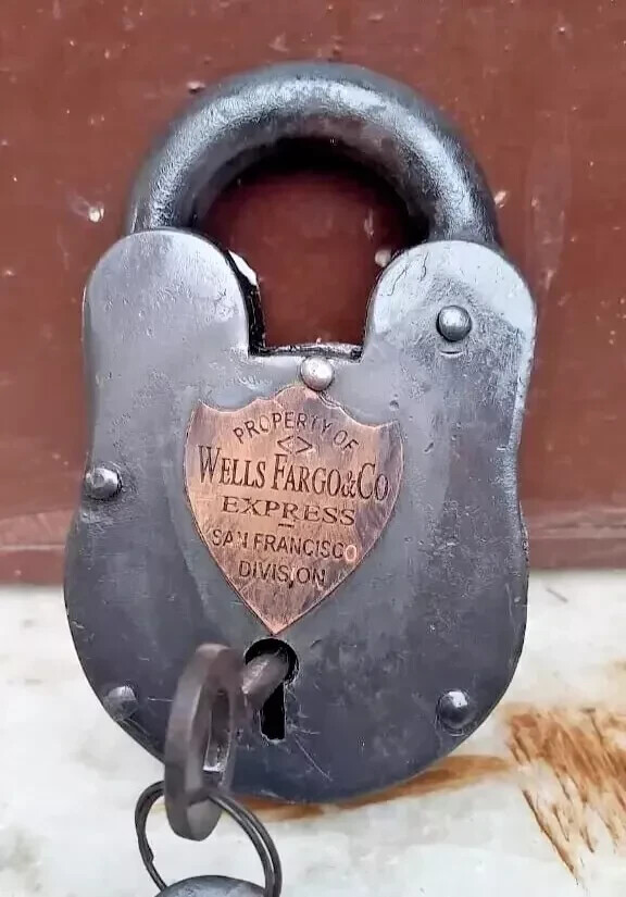 5'' Wells Fargo Padlock Key HUGE Blacksmith Gunsmith Collector Antique Style