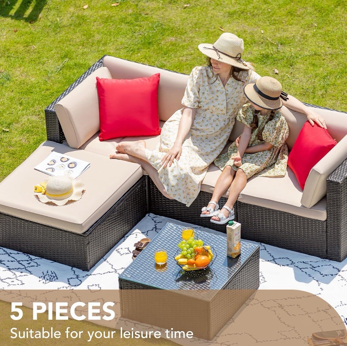 DEVOKO 5 PEICE ALL WEATHER OUTDOOR FURNITURE SET