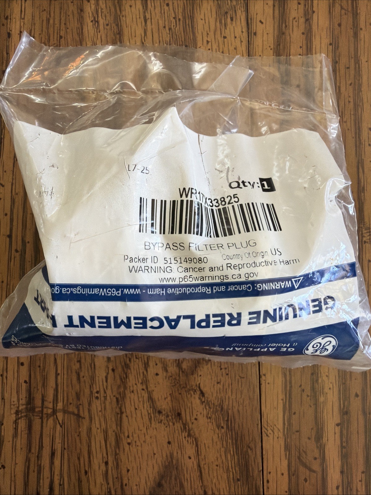 GE Refrigerator Water Filter Bypass Plug WR17X33825 OEM BRAND NEW