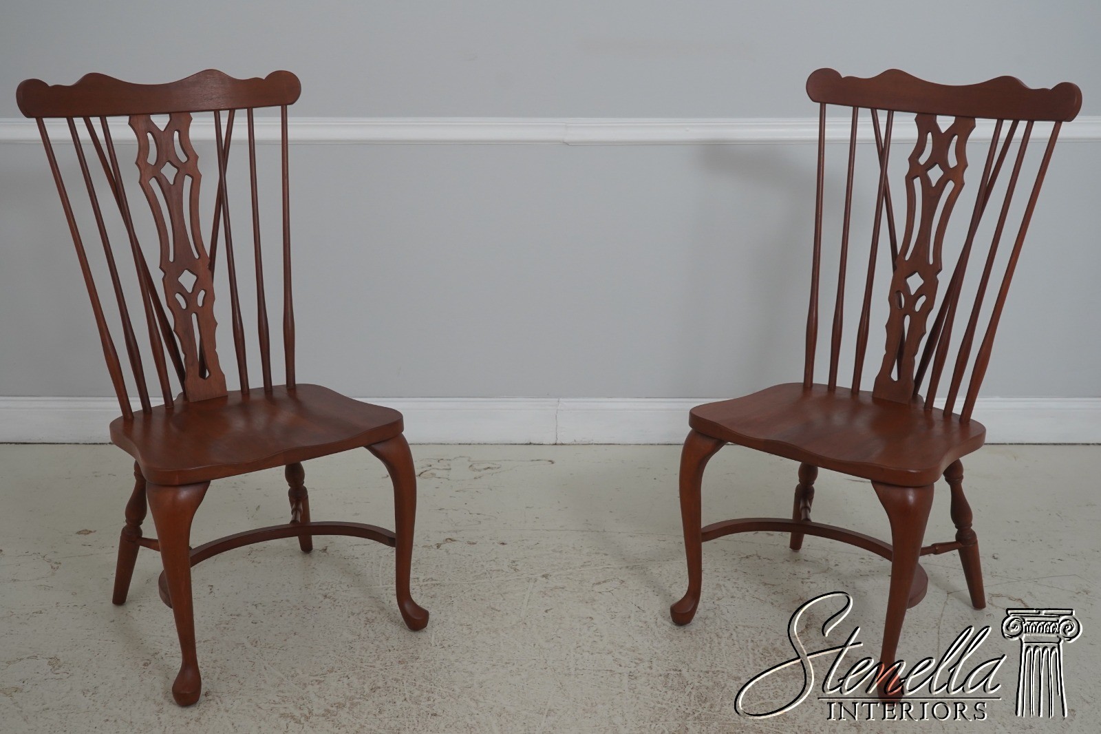 L71863: Set of 6 Solid Cherry Brace Back Windsor Chairs