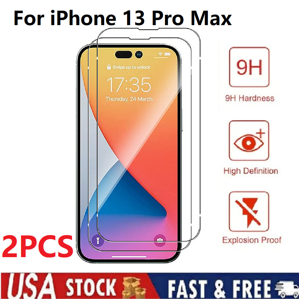 2 Pcs For Apple iPhone 13 Pro Max Tempered Glass Screen Protector Film Cover New