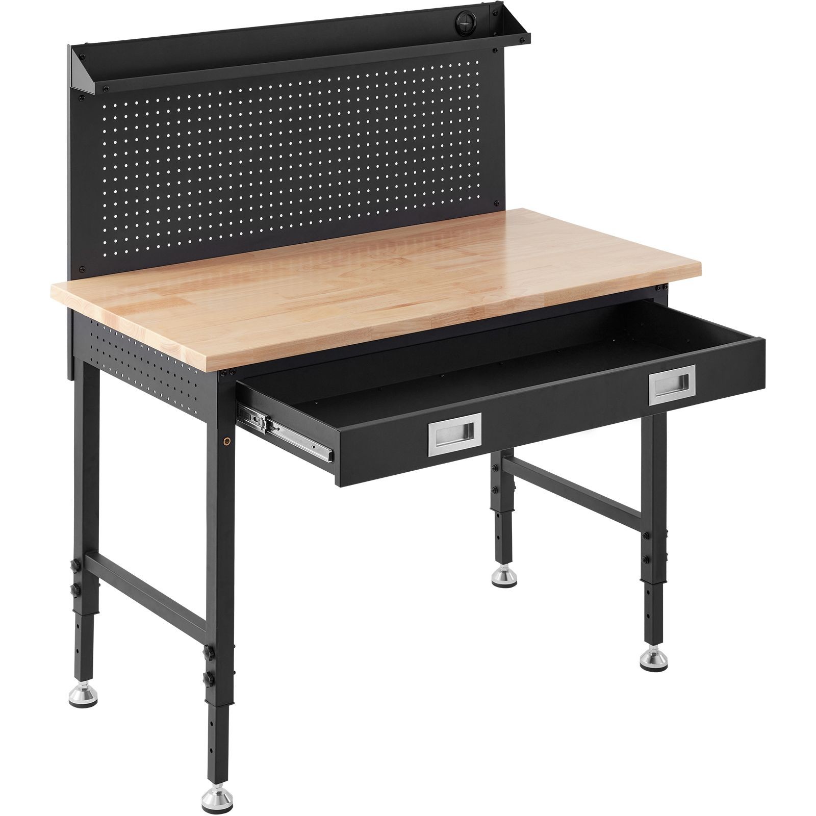 2000lbs Steel Workbench LED Light Power Panel 30 Hooks