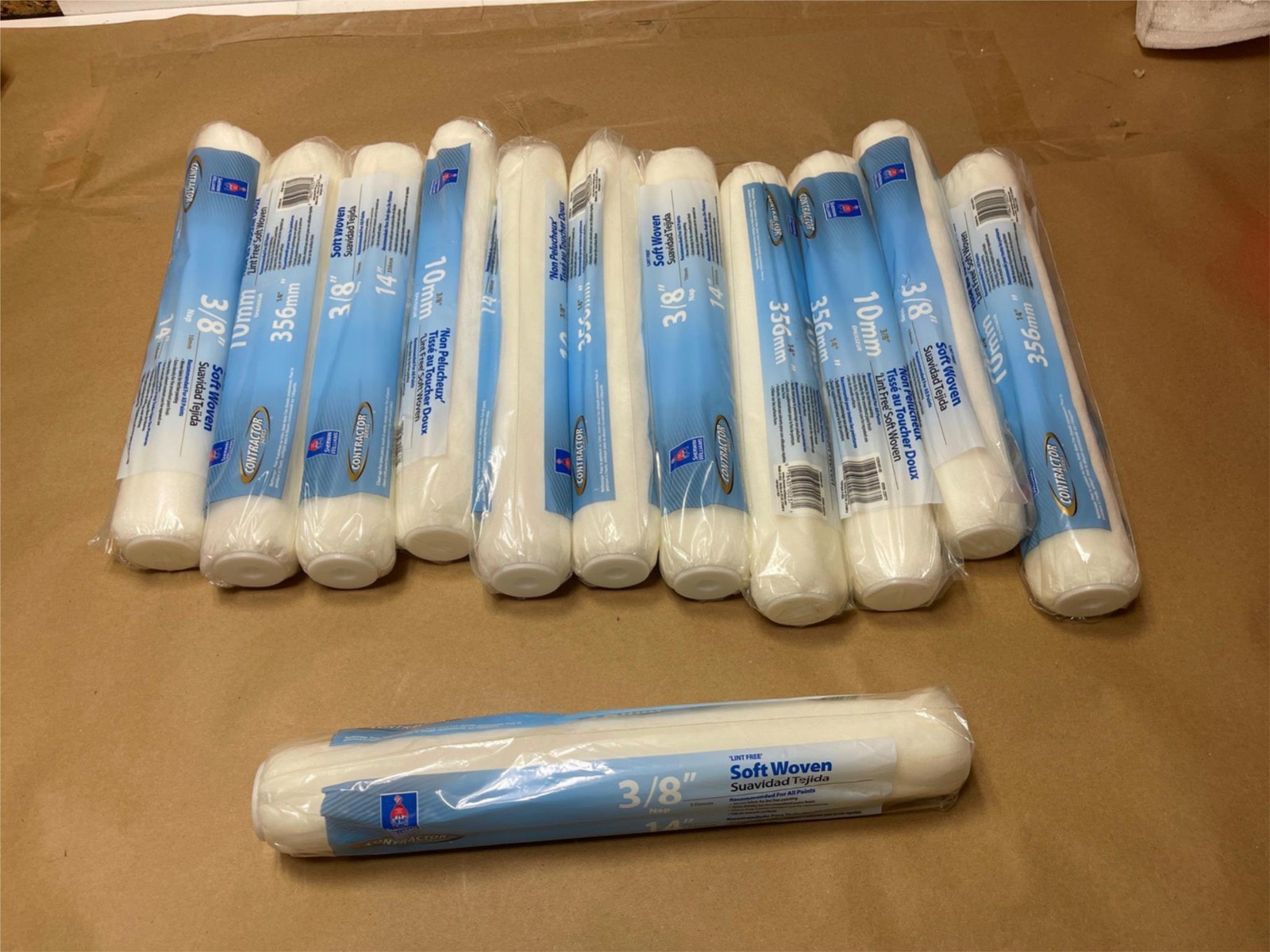 12 Pack Sherwin Williams Contractor Series 14" Paint Rollers 3/8" Nap Lint Free
