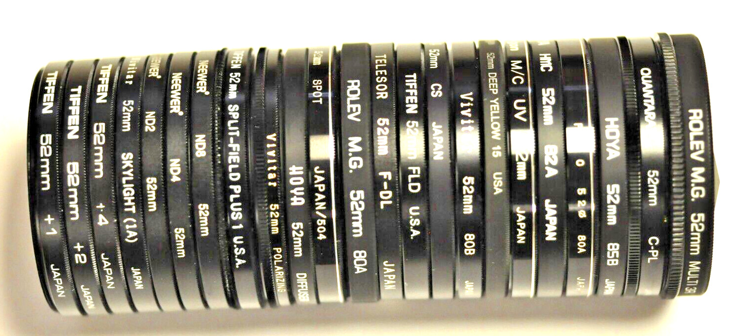 23- 52mm assorted filters as shown.