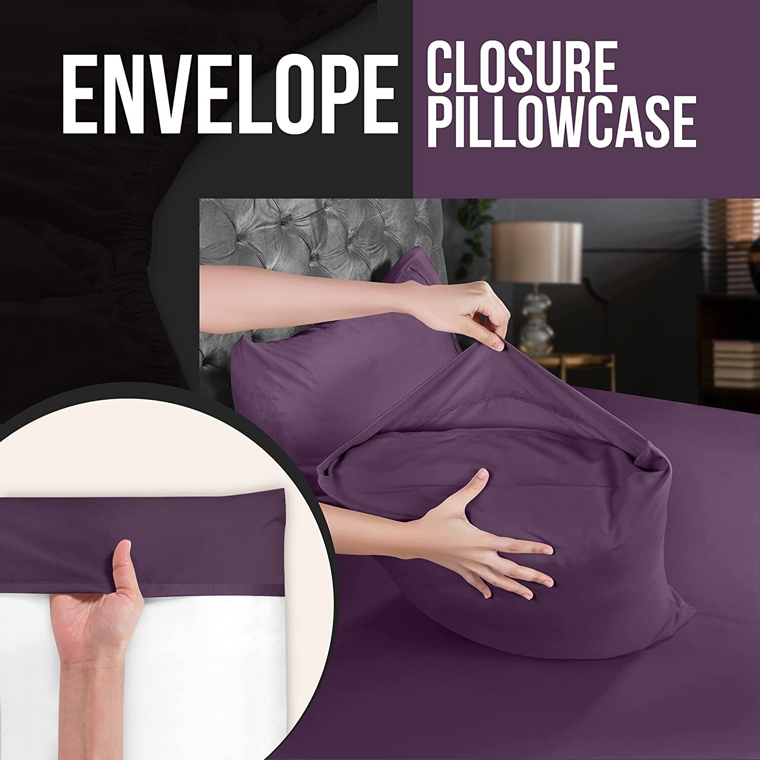 2 Pillowcases Soft Brush Microfiber Fabric in King Queen Size Utopia Bedding