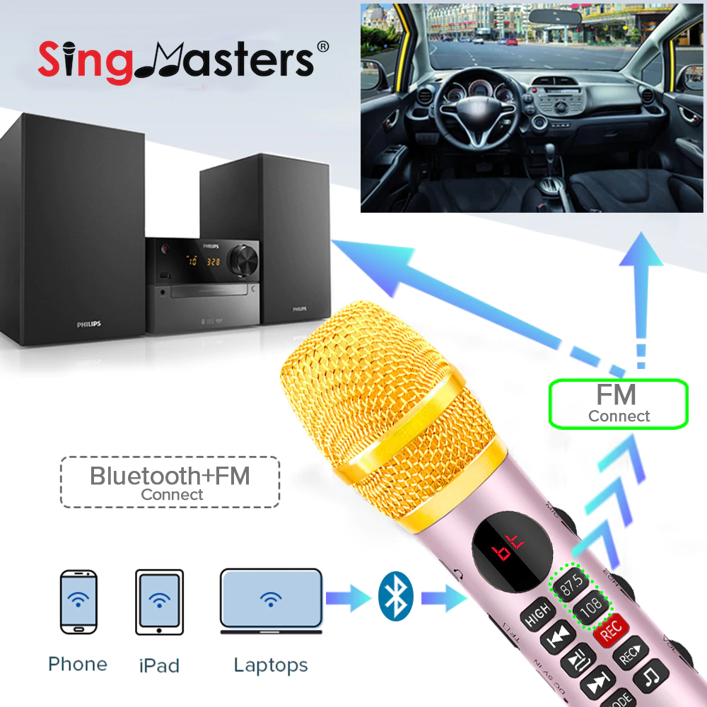Karaoke Microphone Speaker Wireless Bluetooth Handheld CarPool Mic KTV Speaker