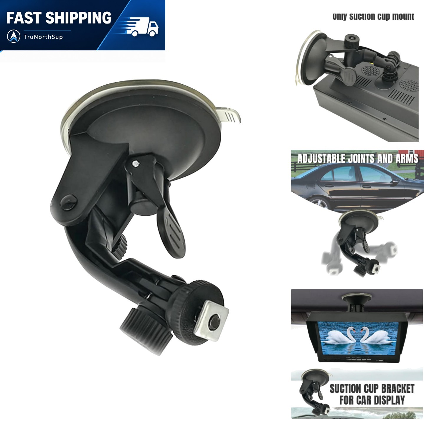 Windshield Suction Cup Mount Bracket for 7 Inch Monitor Dash Cam GPS Backup C...