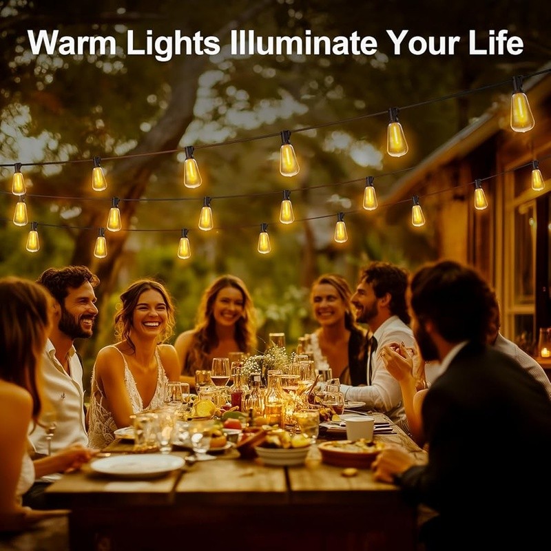 Dimmable Remote Control LED Outdoor String Lights 100FT Shatterproof Waterproof