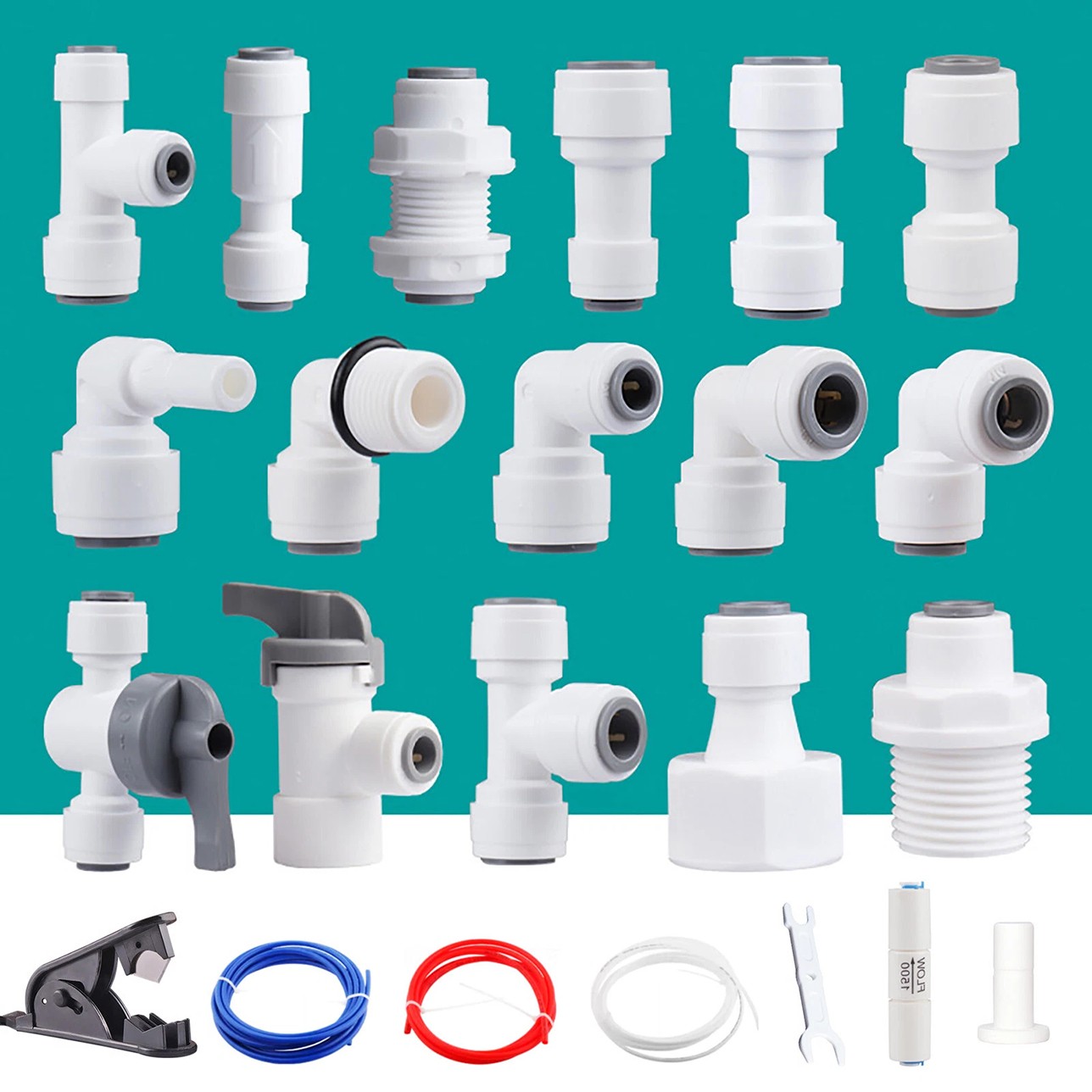 Push Fit Connector 1/4" 3/8" Adapter Valve RO Fridge Unit Water Filter Fittings