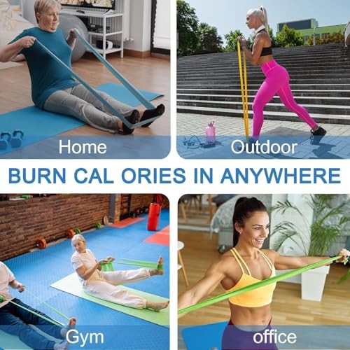 5 Pcs Professional Resistance Bands. Latex-Free, Pilates Band, 5 Colour Set