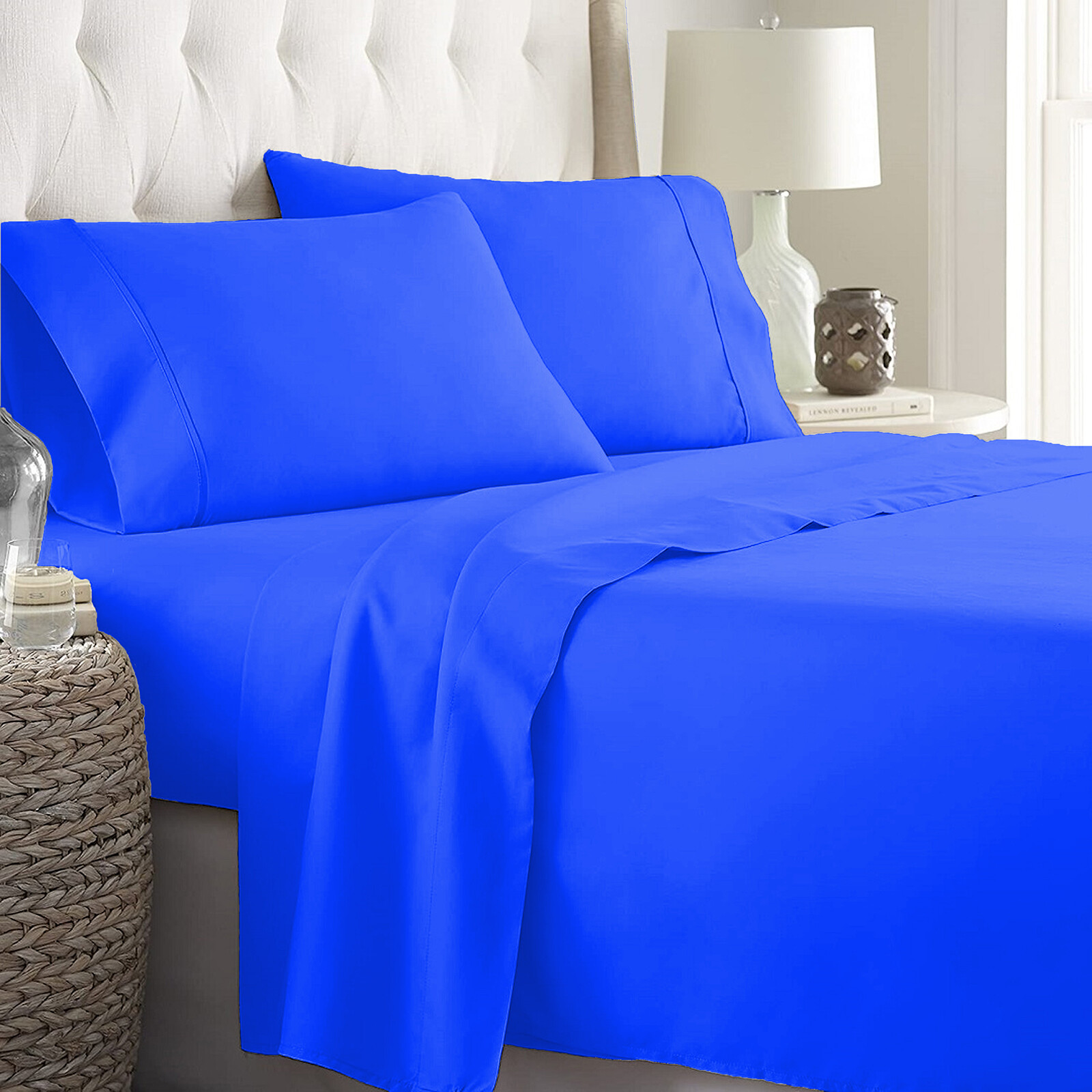 1000 OR 1200 Count Extra Deep Pocket 100% Cotton Royal Blue Solid Select Item