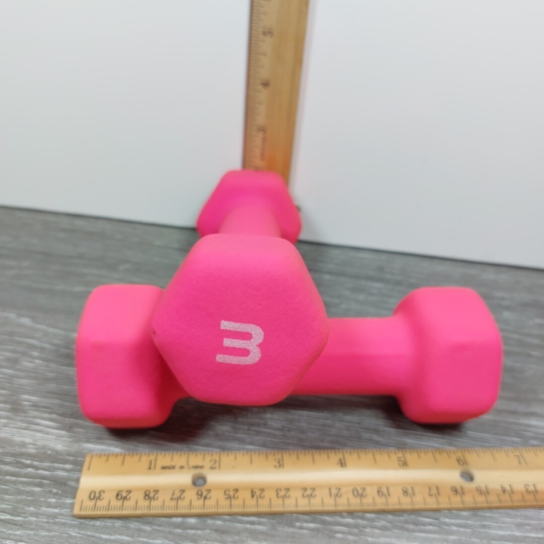 3 LB Pound Weights (Set of 2) Pink CAP Hex Dumbbells Exercise Equipment GUC
