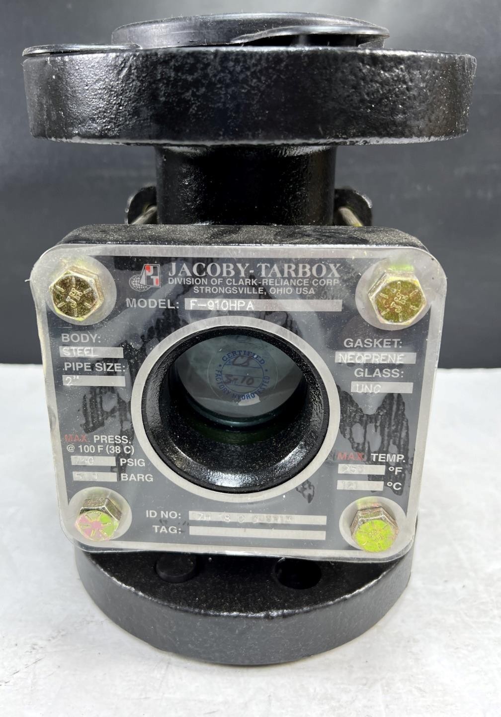 Jacoby Tarbox F-910HPA ,  2” Flanged Sight Flow Indicator 740 PSI, 51.0 BARG