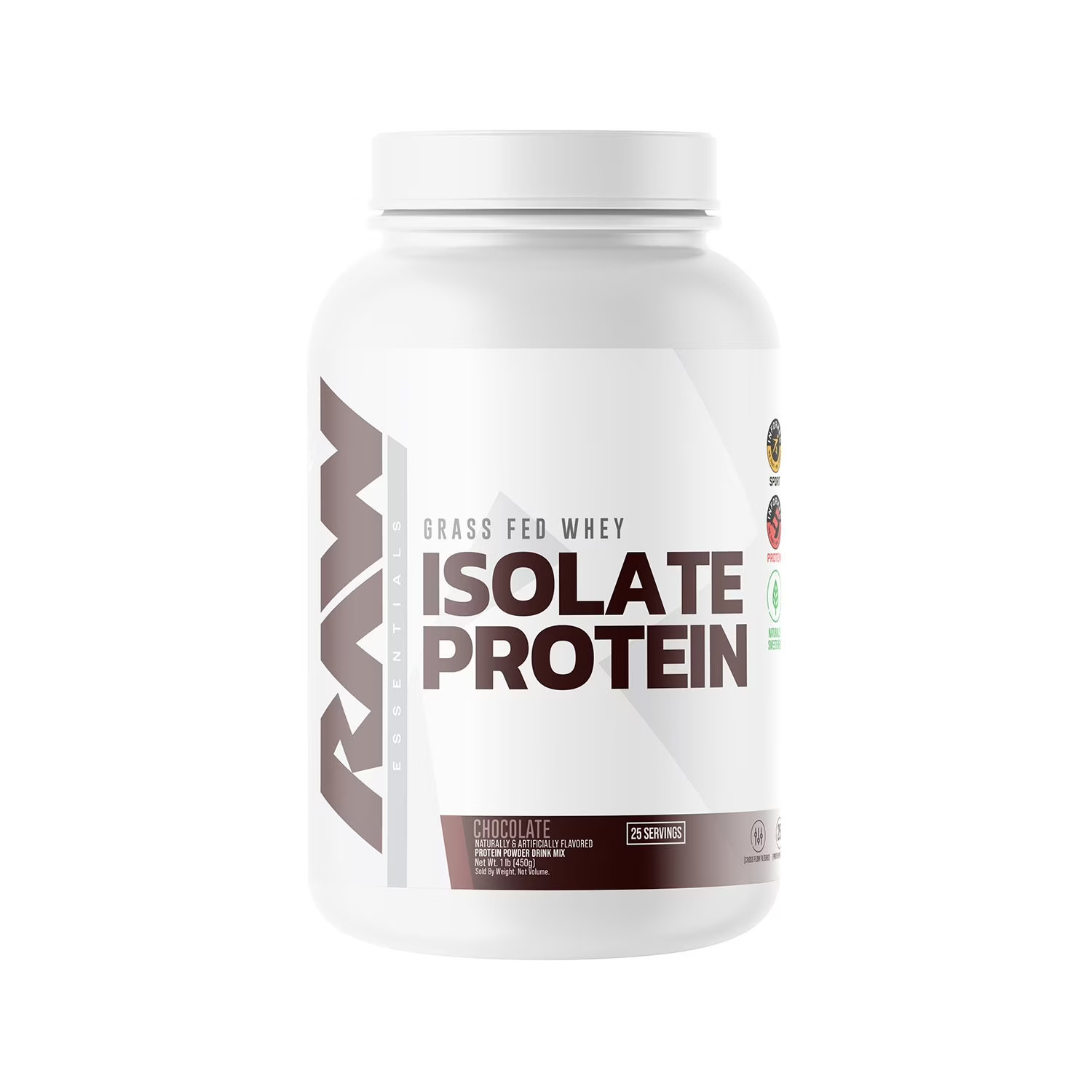 RAW 25g Grass Fed Whey Isolate Protein Powder Dark Chocolate 1.97 lbs.