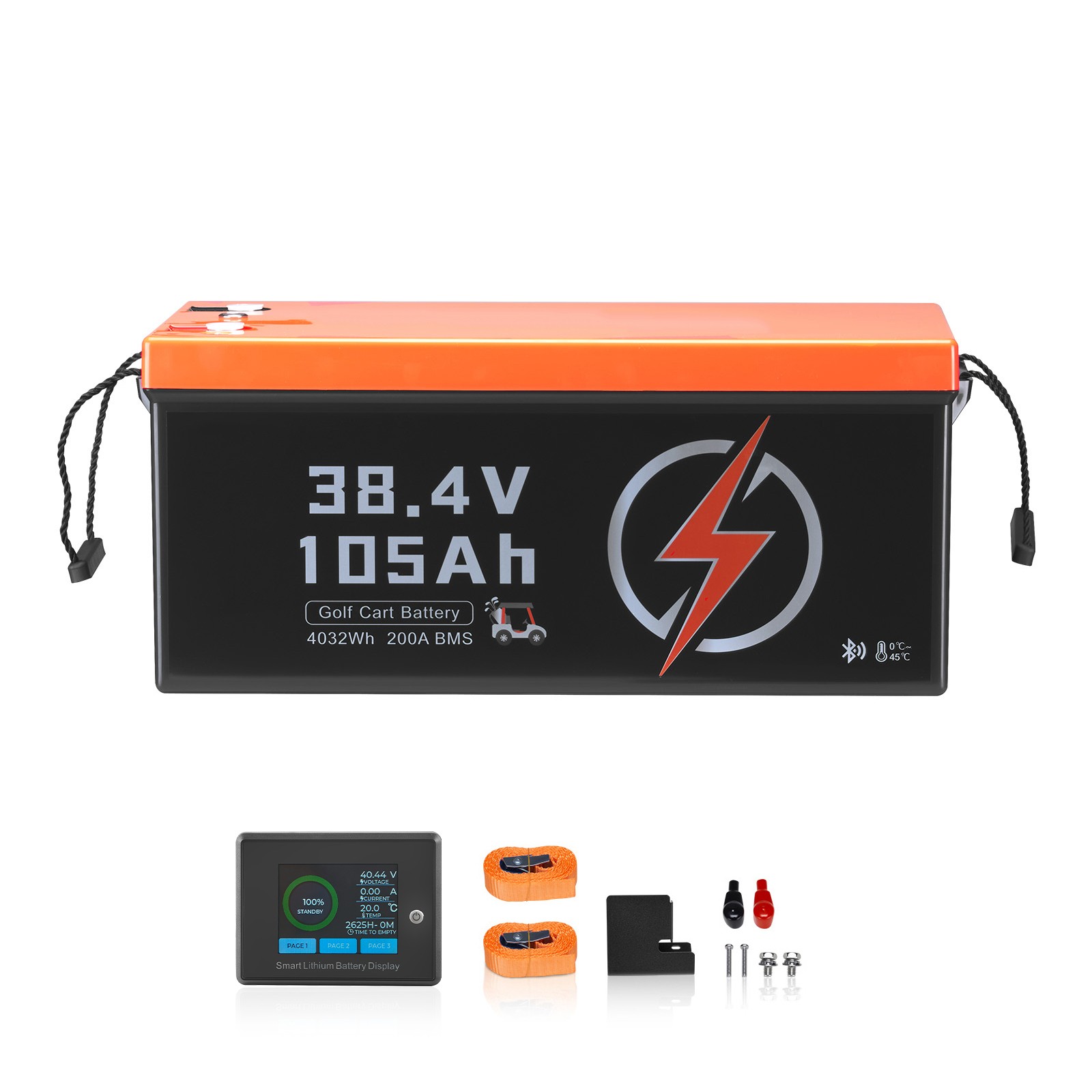 Uimoso 36V 105Ah Golf Cart Lithium Battery with LCD Monitor and 4000+ Cycles