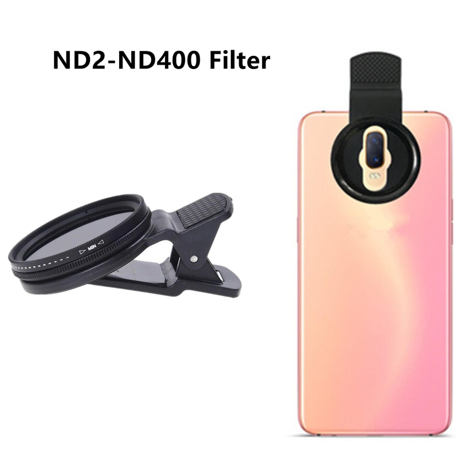 Phone Camera Lens Variable ND filter Neutral Density ND2-ND400 37mm with Clip