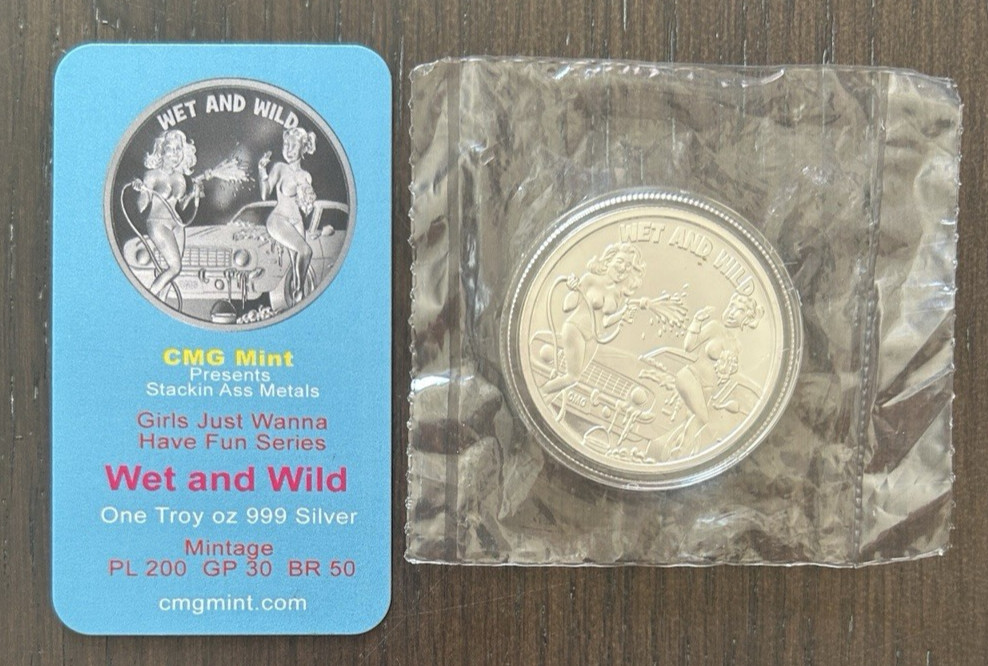 CMG Mint Girls Just Wanna Have Fun 1 Oz .999 Silver Art Round Wet & Wild W/ COA