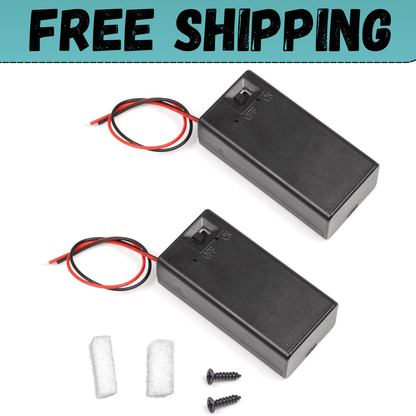 (Pack of 2) 9v Battery Holder, 9 Volt Holder with Switch, Battery...