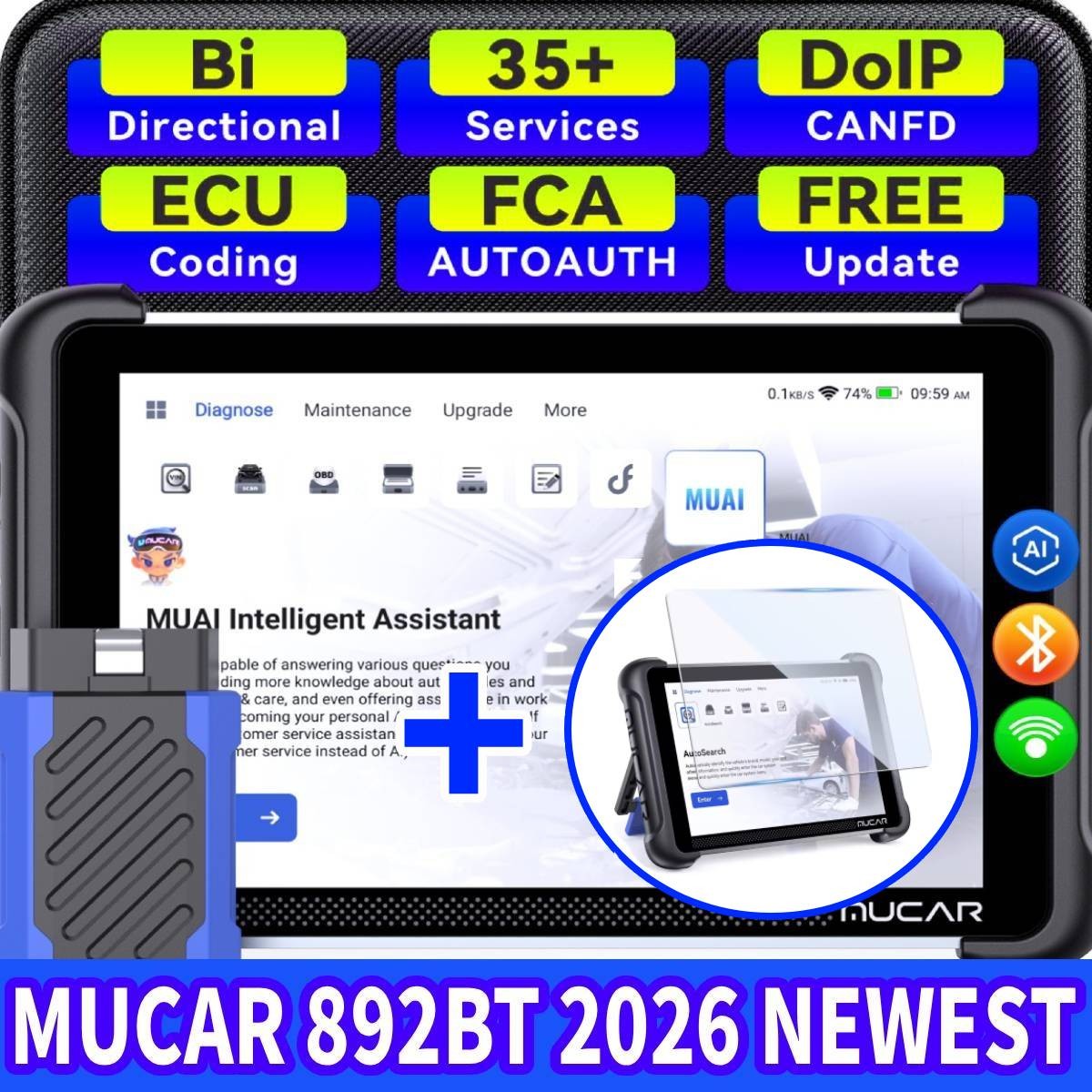 MUCAR 892BT OBD2 Scanner Key Programming Diagnostic Scanner LifeFree Update