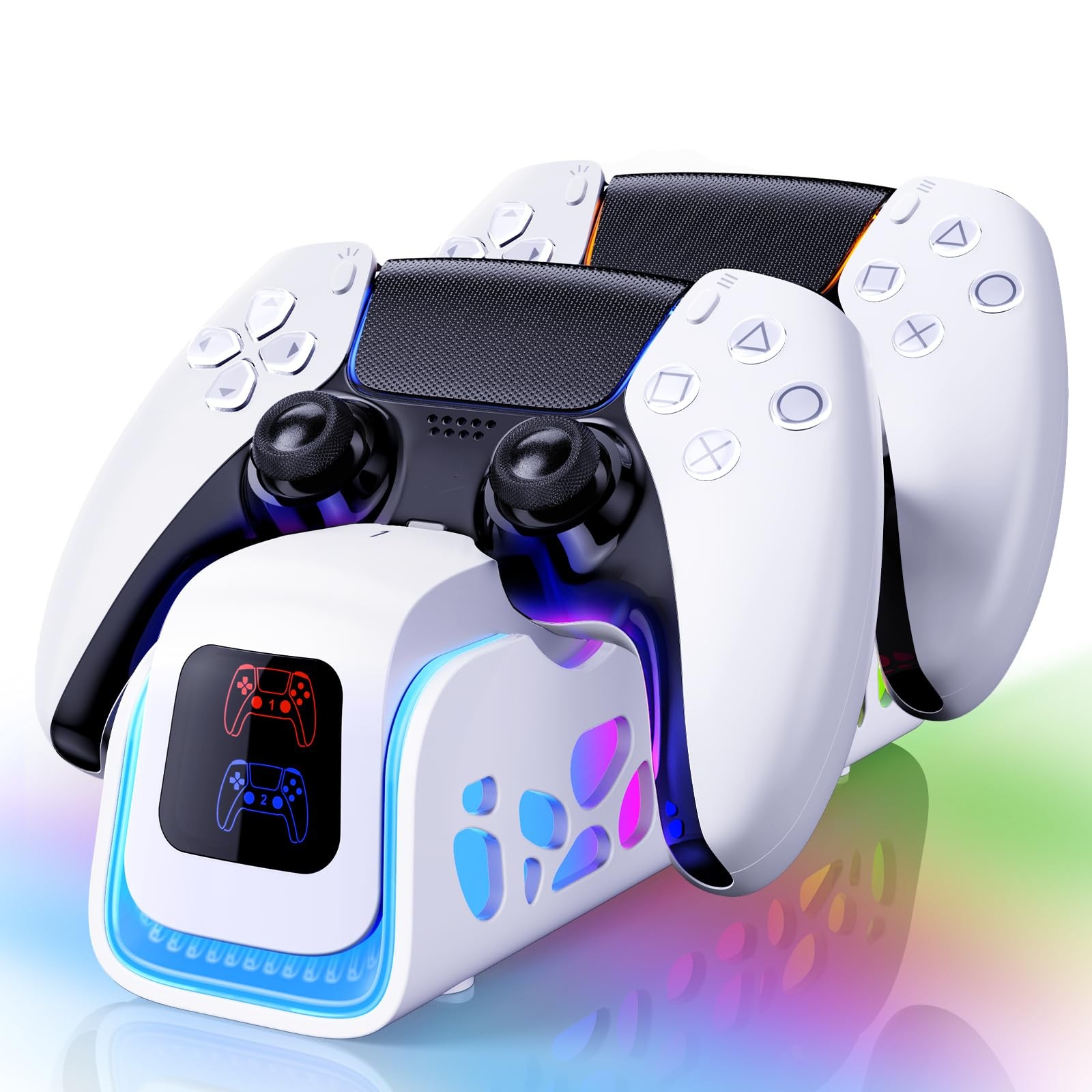 PS5 Controller Charger Dock for DualSense/Edge, 6 RGB Modes