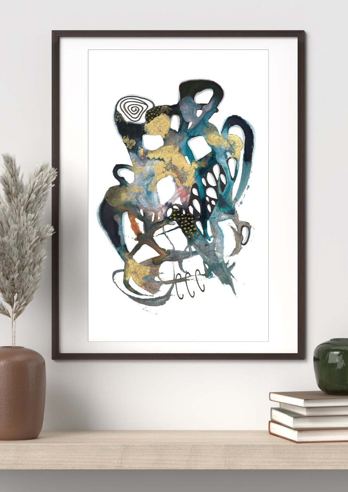 Signed original | Indian acrylic ink | watercolor paper | gold metallic | Mitak