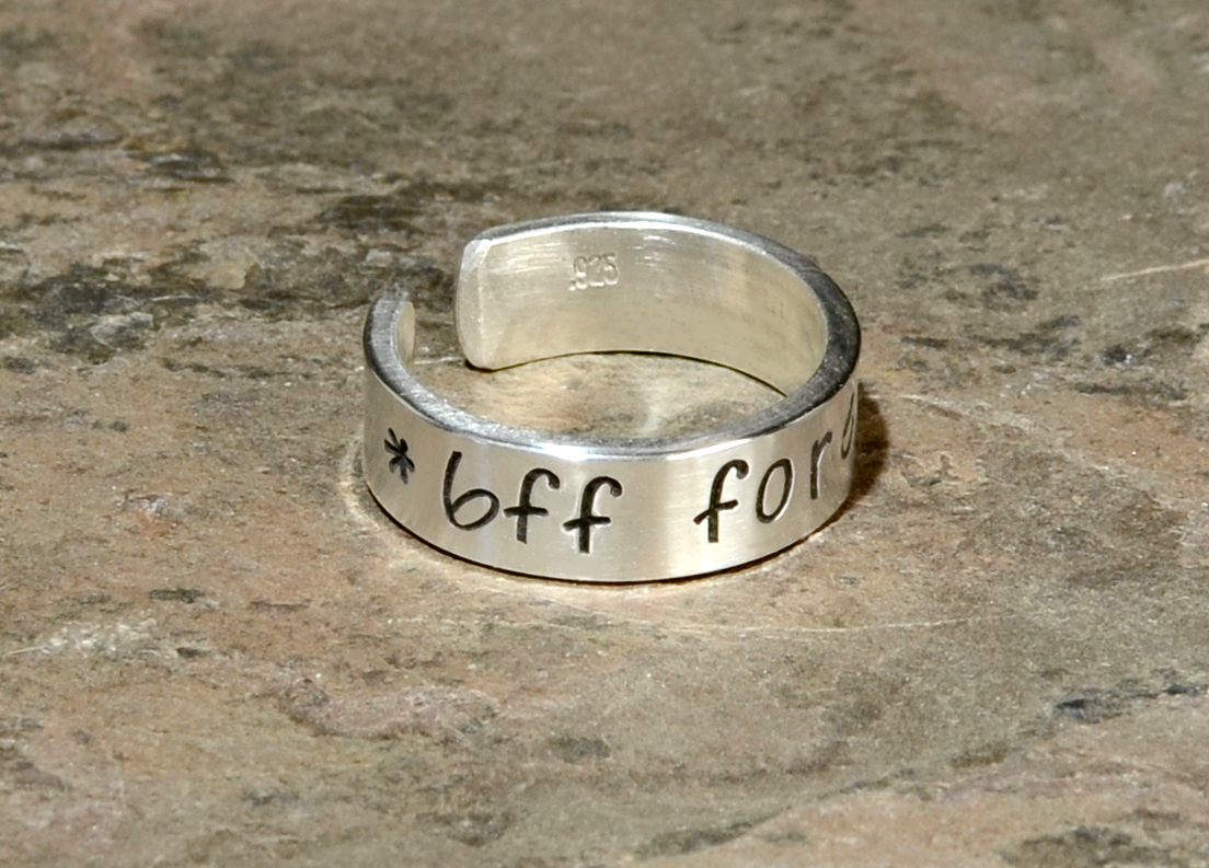 Sterling silver bff toe ring for best friends