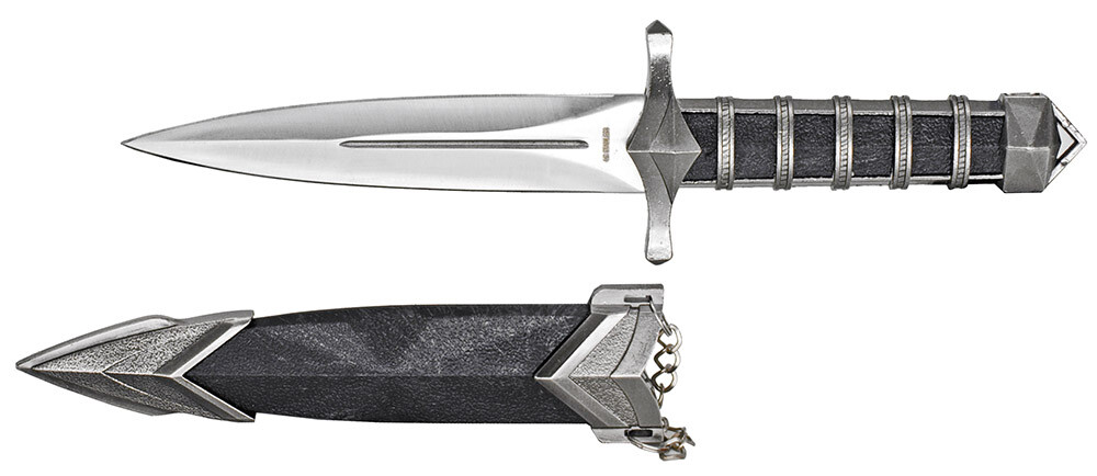 DEFENDER Black & Silver 9.5" GOTHIC ATHAME Medieval Knife Dagger Wicca Altar