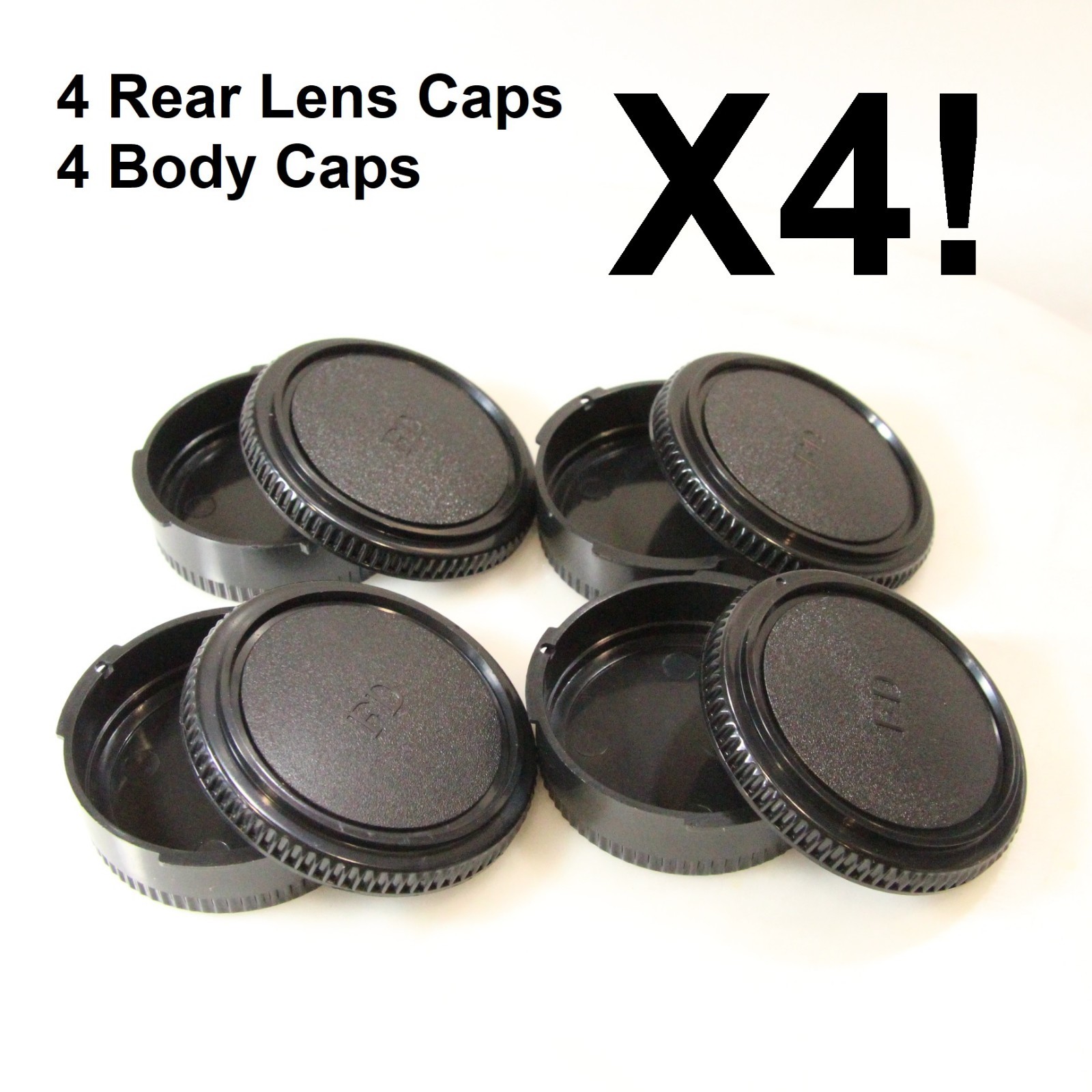 4-Pack Canon FD Rear Lens Cap and Body Cap A1 AE-1 Program AV-1 AL-1 F1 (CFDX4)