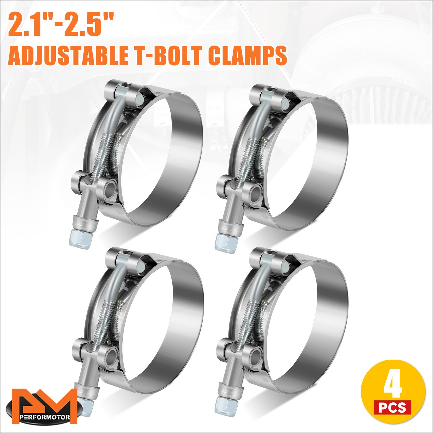 2" Universal 4x Stainless Steel T-Bolt Clamps Turbo Intake 54-63mm Hose Clamp