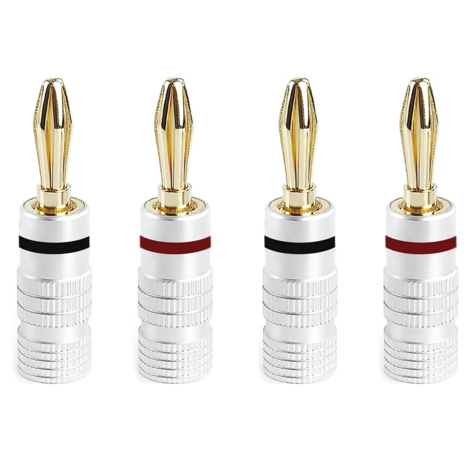 New 4pcs Banana Connector Audio Speaker Banana Plugs 24K Copper Gold Plated