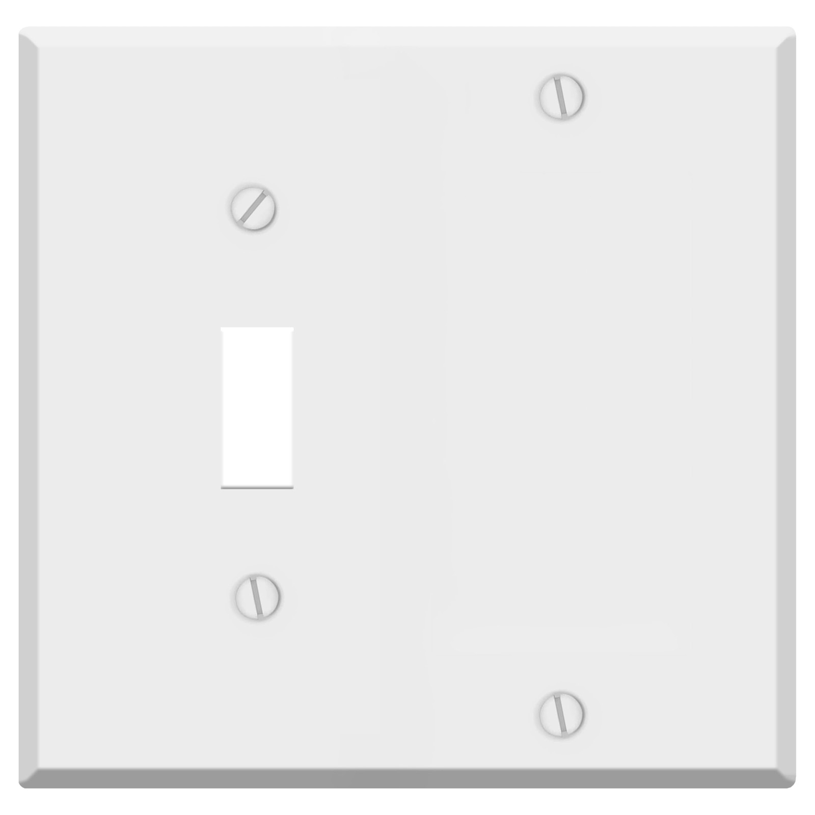 White Metal Combination Switch Cover, Metal Wall Plate, 2 Gang Standard Size, 1