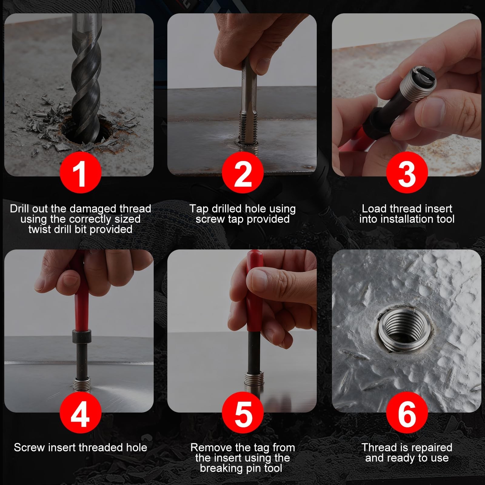 Metric Thread Repair Insert Kit M10x1.5mm | Rethreading Tool Set with HSS Drill