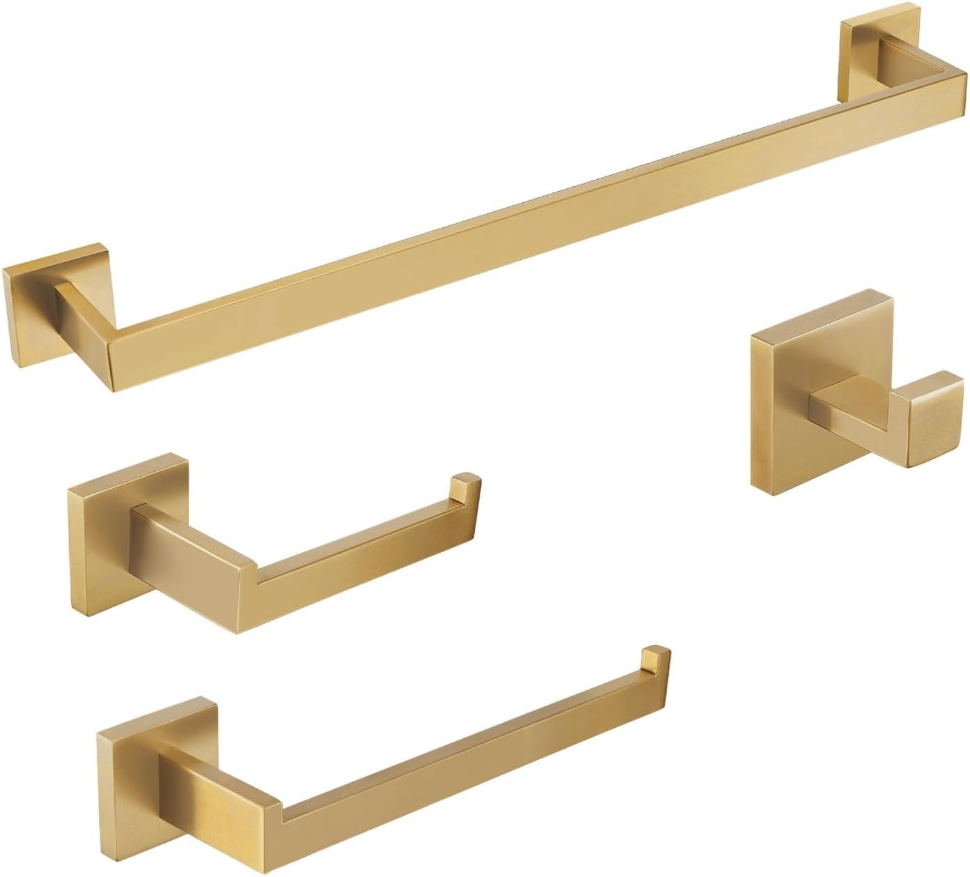 4-Pieces Matte Gold Bathroom Hardware Accessories Set 24 Inch Towel Bar Towe