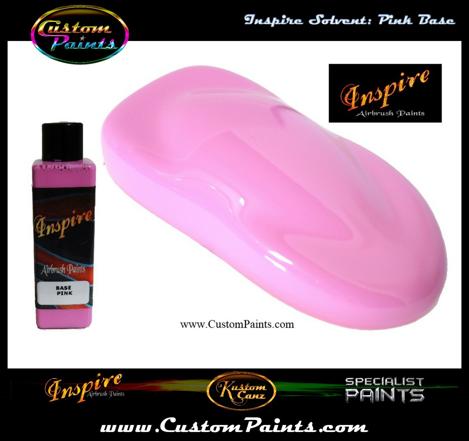 INSPIRE PINK BASE AIRBRUSH 4oz (SOLVENT), CUSTOM PAINT, HOK, ARTIST, HOT ROD